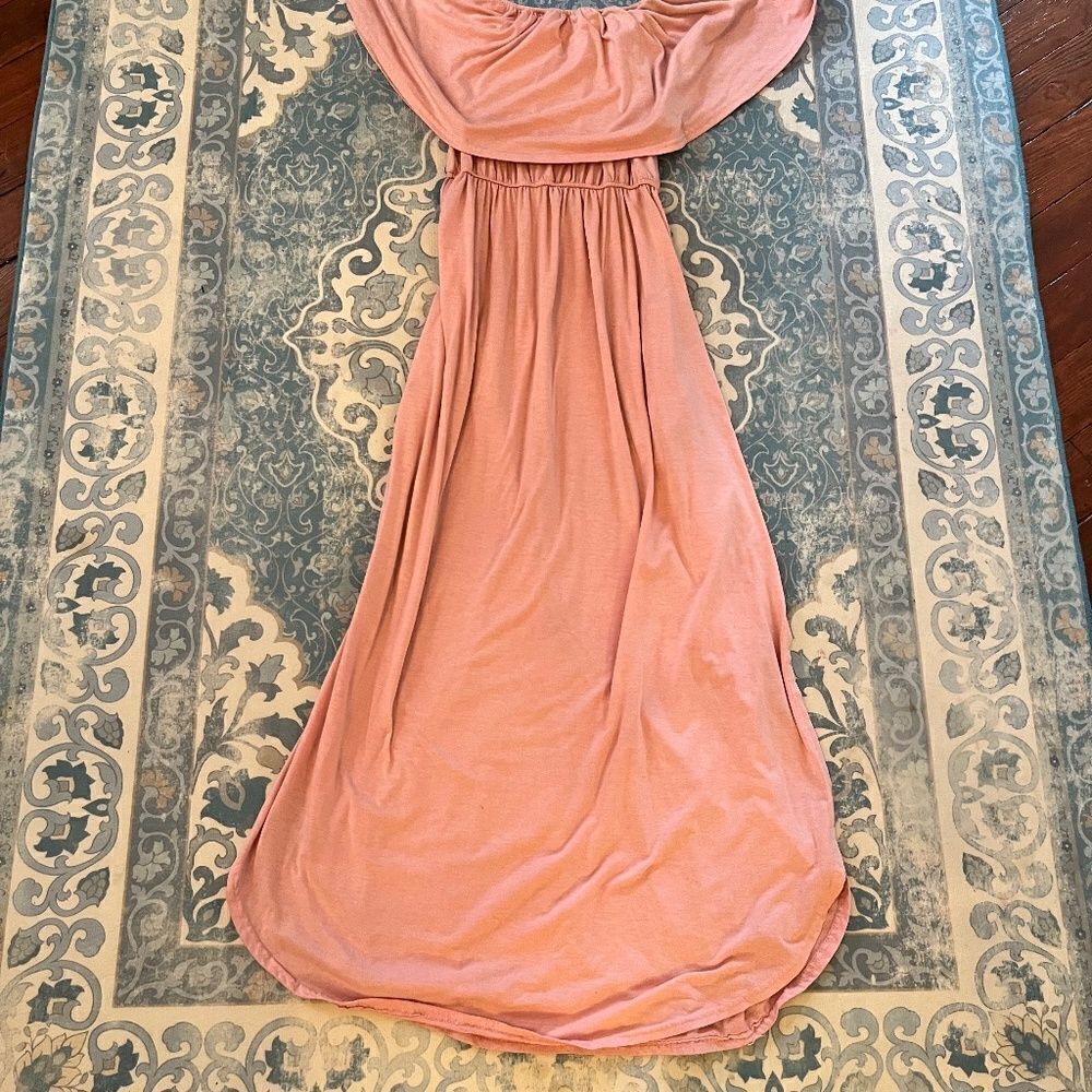 Pink Cotton Sundress Summer Dress Pockets Large Slit Up Both SidesβSOOO COMFY - Picture 2 of 9